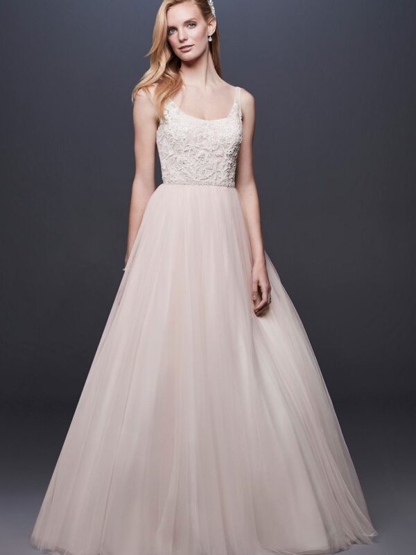 Lace and Tulle Ball Gown Wedding Dress with Ribbon Collection NTWG3905