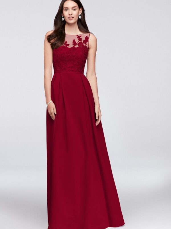 Appliqued Illusion Faille Bridesmaid Dress  OC290023