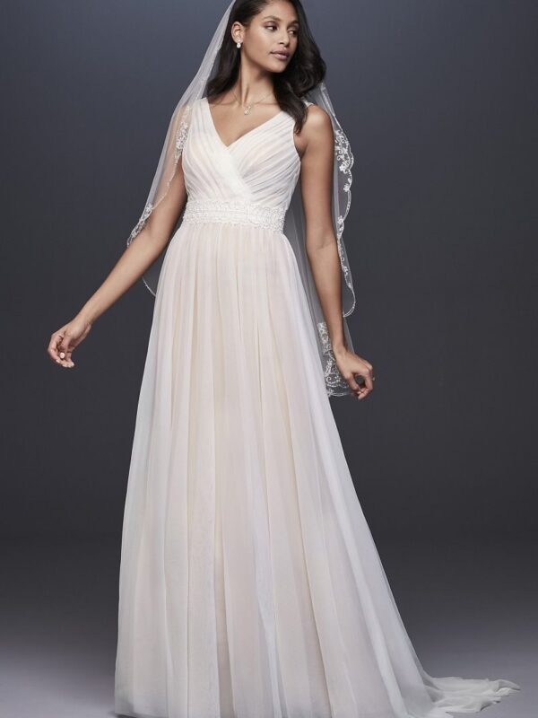 Pleated Tulle Tank Wedding Dress with Lace Waist Collection OP1347