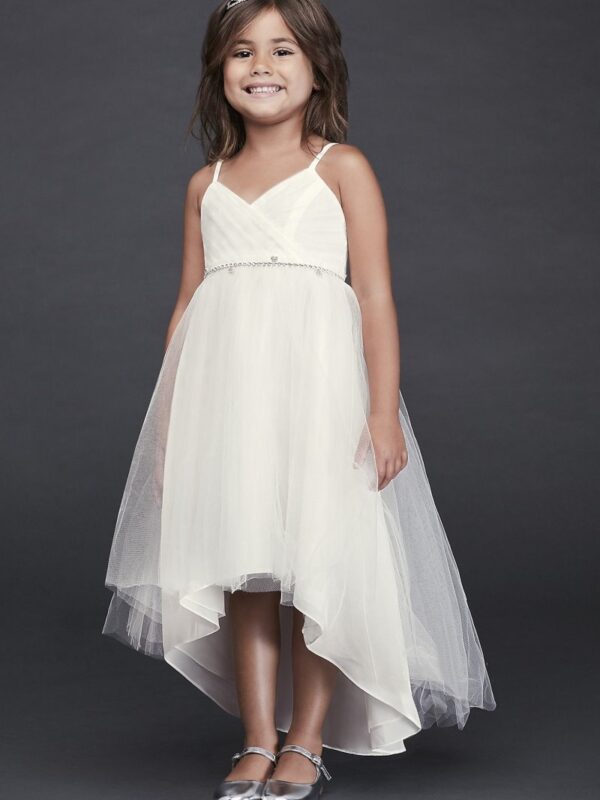 High-Low Tulle Flower Girl Dress with Crystal Belt OP252