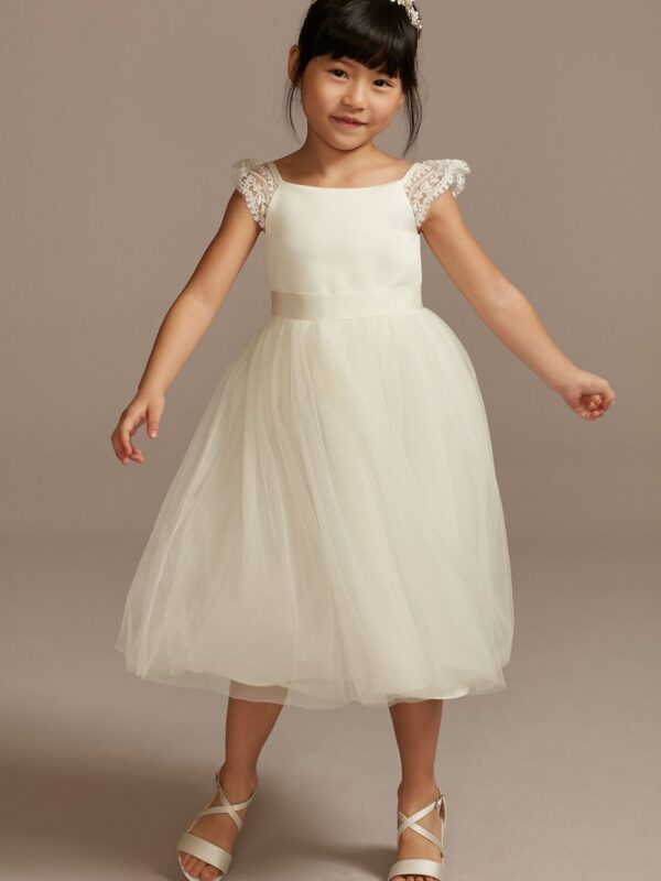 Crochet Cap Sleeve Ruffle Flower Girl Dress OP265