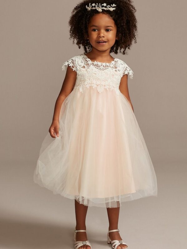 Venise Lace Cap Sleeve Flower Girl Dress OP269