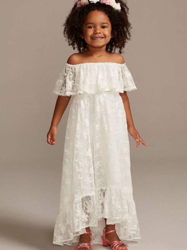 Off-the-Shoulder Lace Flower Girl Dress OP274