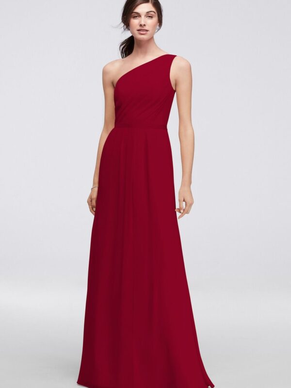 Side-Ruched One-Shoulder Bridesmaid Dress POB17003