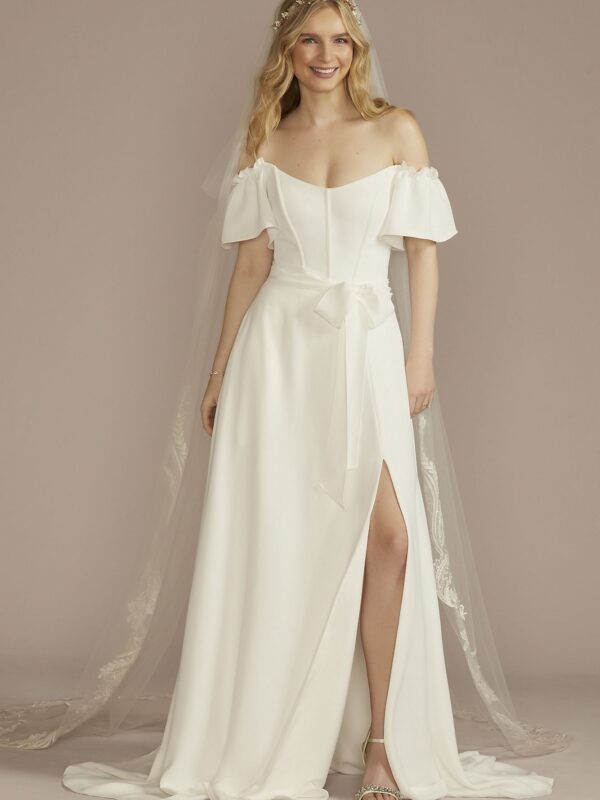 Recycled Crepe Off-the-Shoulder Wedding Dress RWG4074