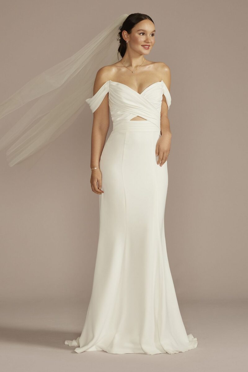 Recycled Crepe Swag Sleeve Wedding Dress RWG4076