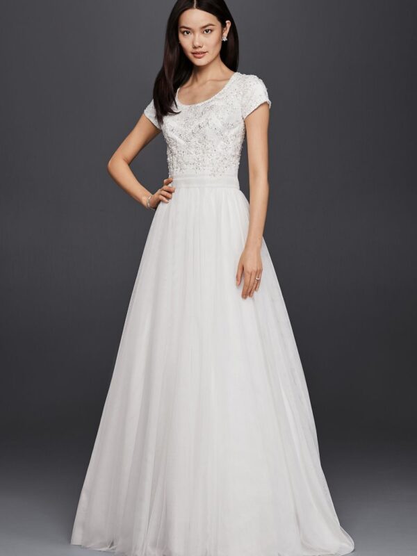 Modest Short Sleeve A-Line Wedding Dress Collection SLWG3811