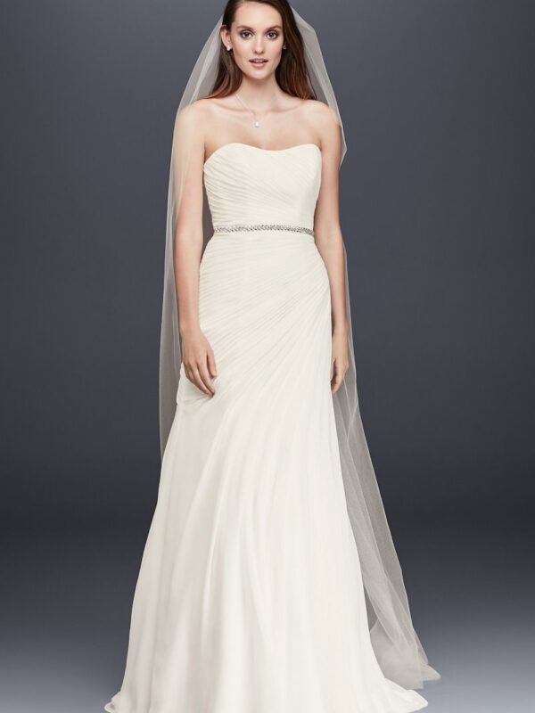 Crinkle Chiffon Wedding Dress with Draping Collection V3540