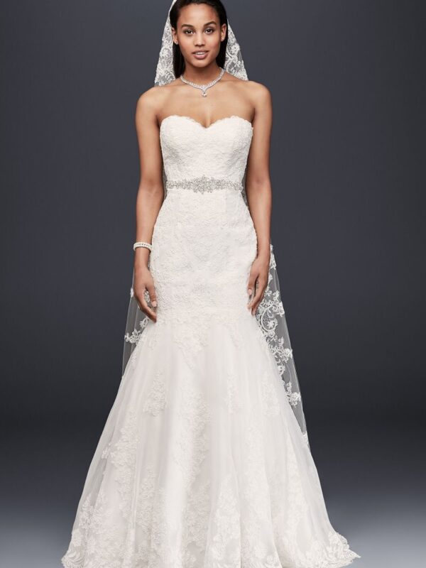 Sweetheart Trumpet Wedding Dress with Beaded Sash Collection V3680