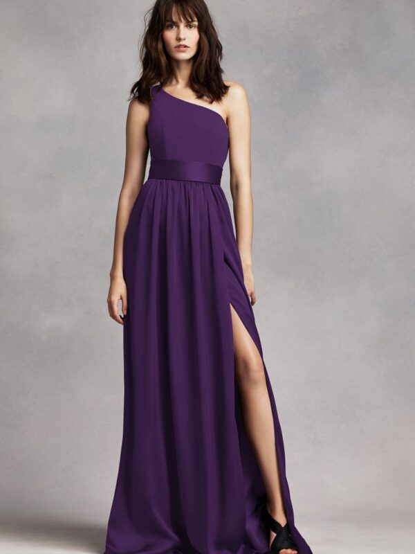 One Shoulder Dress with Satin Sash VW360215