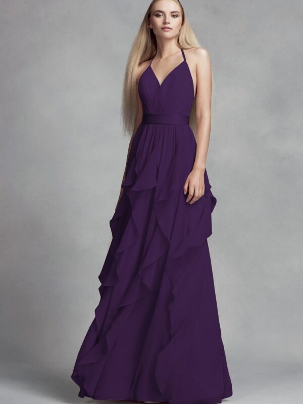 Chiffon Bridesmaid Dress with Cascading Skirt VW360326