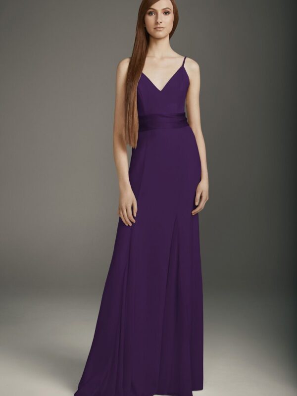 V-Neck Crepe Mermaid Bridesmaid Dress VW360489