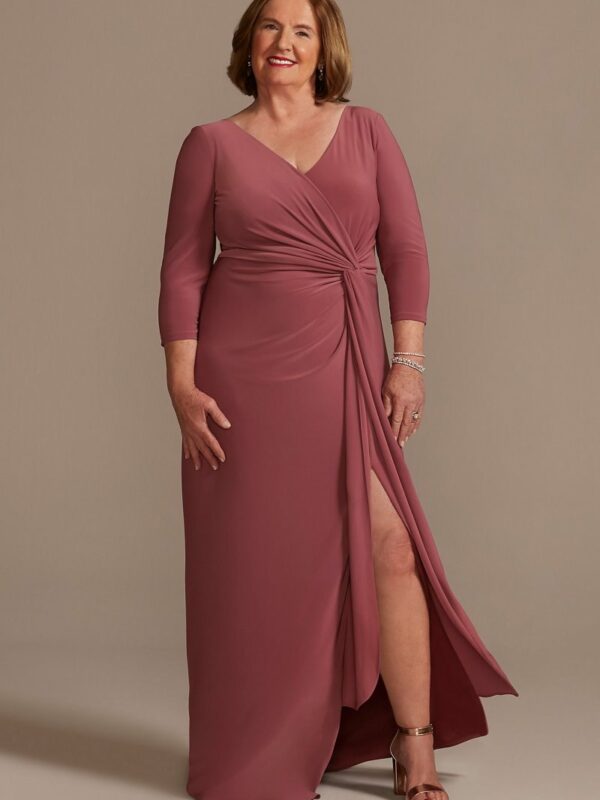 Three-Quarter Wrap Front Sheath Plus Size Gown  WBM2503W