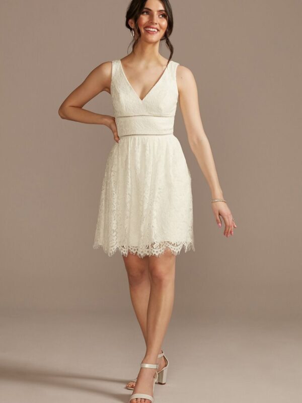 V-Neck Lace Short Sheath Party Dress WBM2612