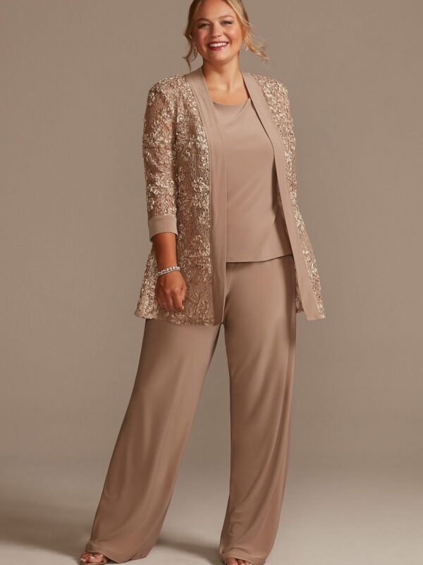 Soutache Embellished Jersey Three Piece Pantsuit  WBM2670W