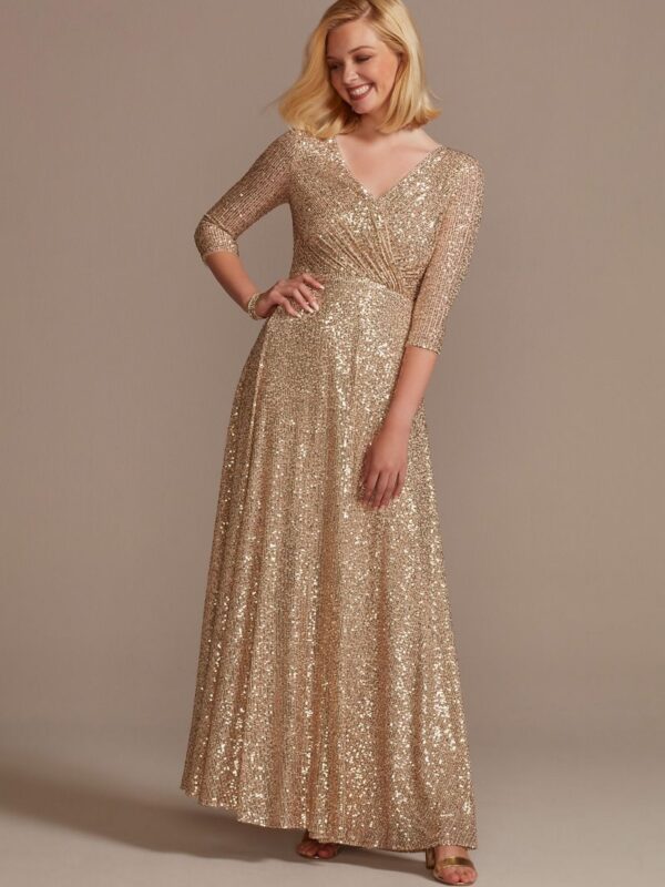 Allover Sequin A-Line Gown  WBM2775