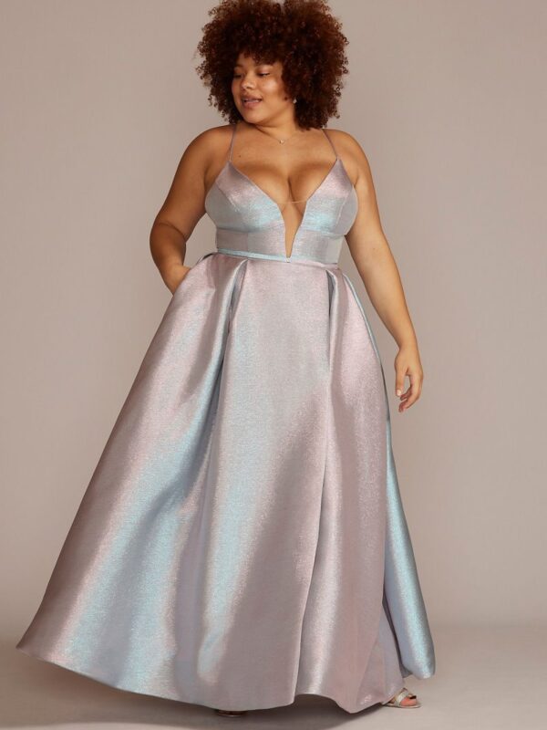 Plus Size Pleated Iridescent Ball Gown WBM2885V2W