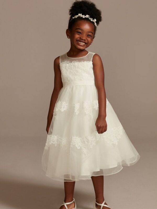 Banded Lace Illusion Flower Girl Dress WG1374