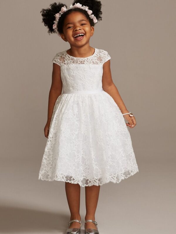 Cap Sleeve Lace Heart Cutout Flower Girl Dress WG1408