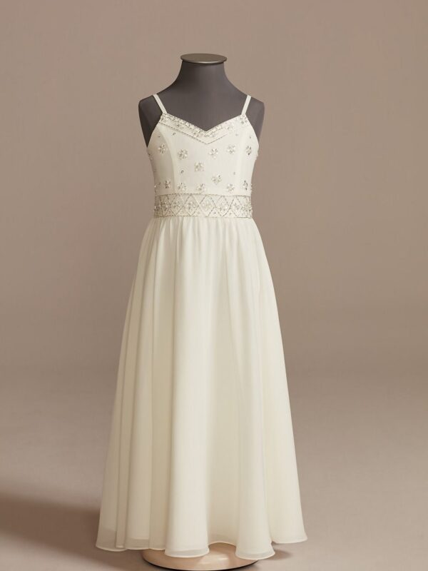 Beaded Chiffon Spaghetti Strap Flower Girl Dress WG1420