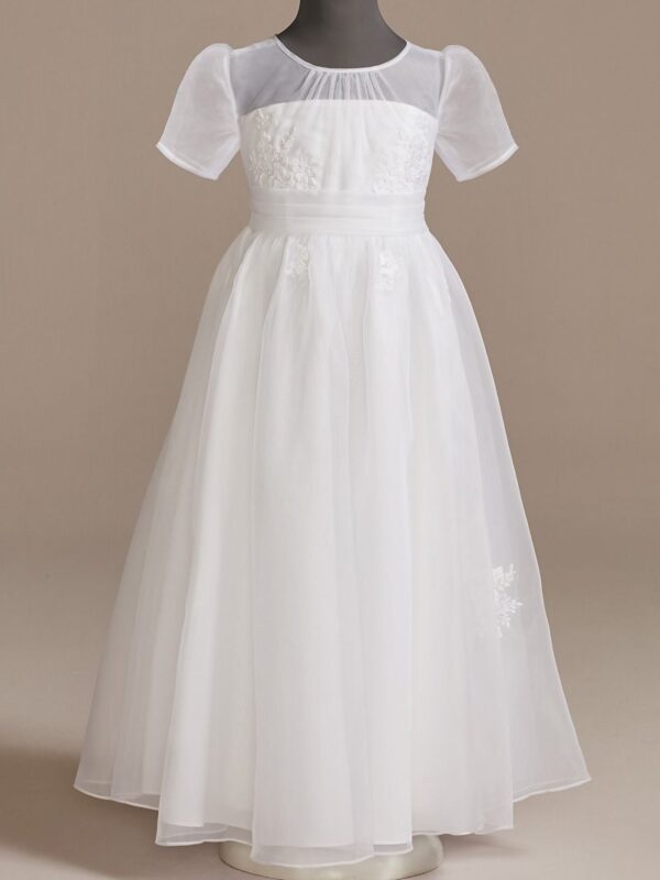 Short Sleeve Flower Girl Dress with Appliques WG1439