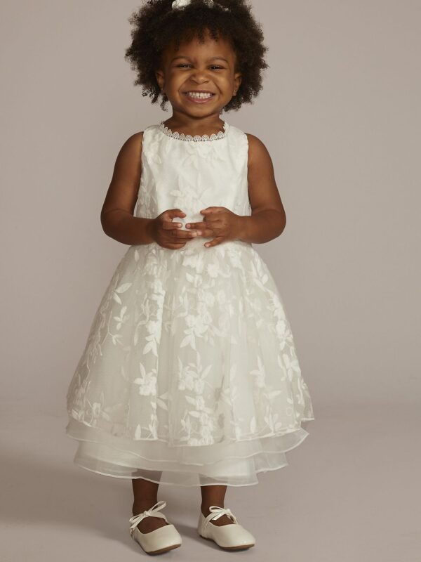 Embroidered Tiered Organza Flower Girl Dress WG1443