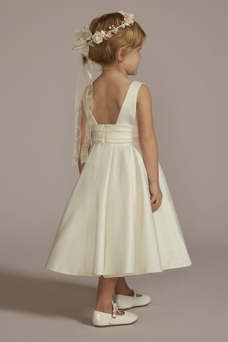 Satin Tea-Length Ball Gown Flower Girl Dress WG1448