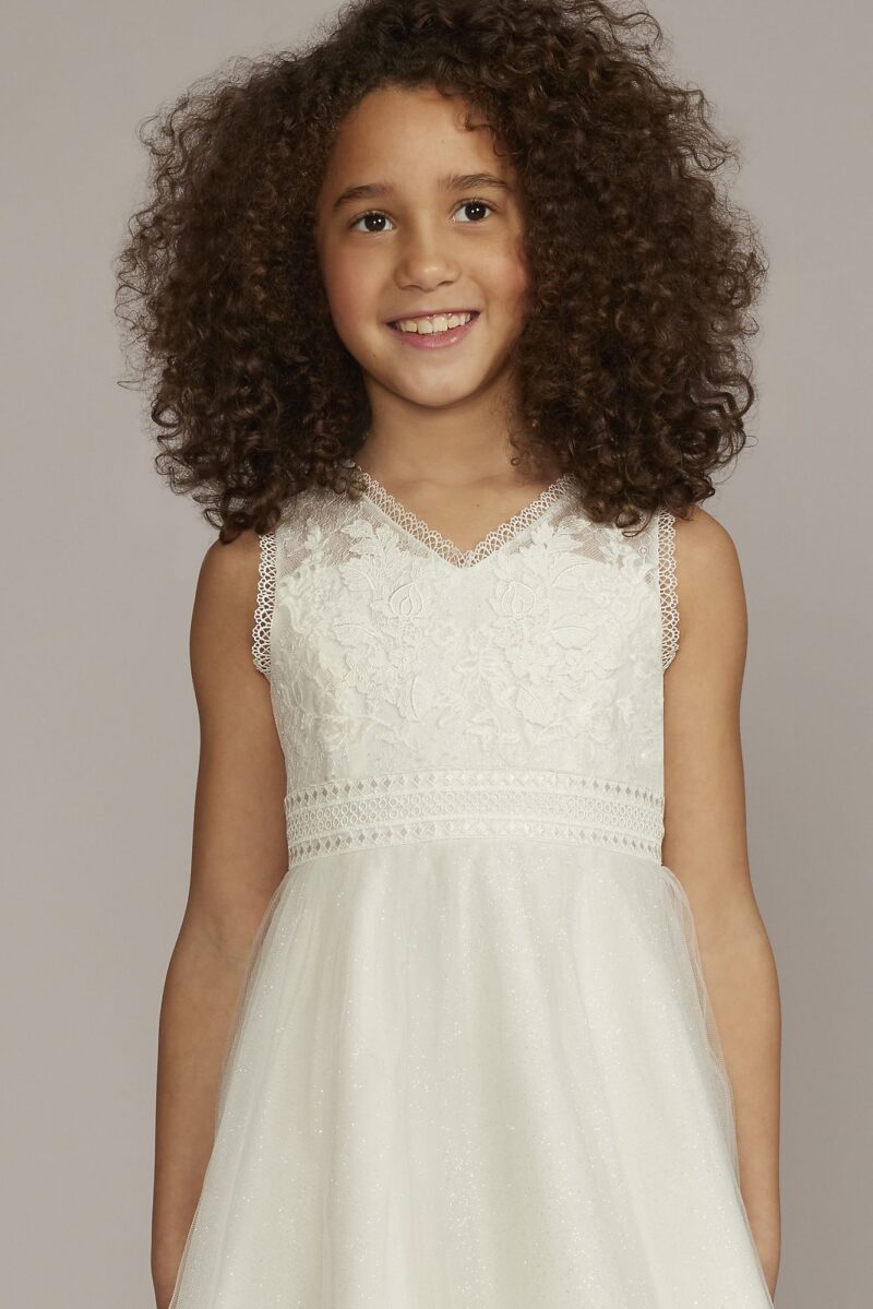 Sparkle Lace Bodice Flower Girl Dress WG1463