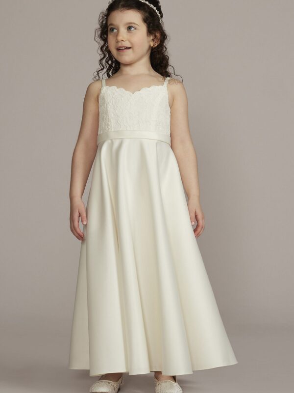 Lace and Satin Spaghetti Strap Flower Girl Dress WG1465