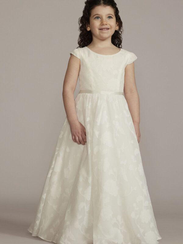 Floral Burnout Cap Sleeve Flower Girl Dress WG1468