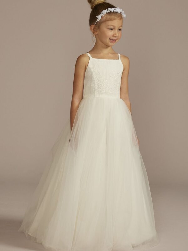 Beaded Lace and Tulle Flower Girl Ball Gown Dress WG1470