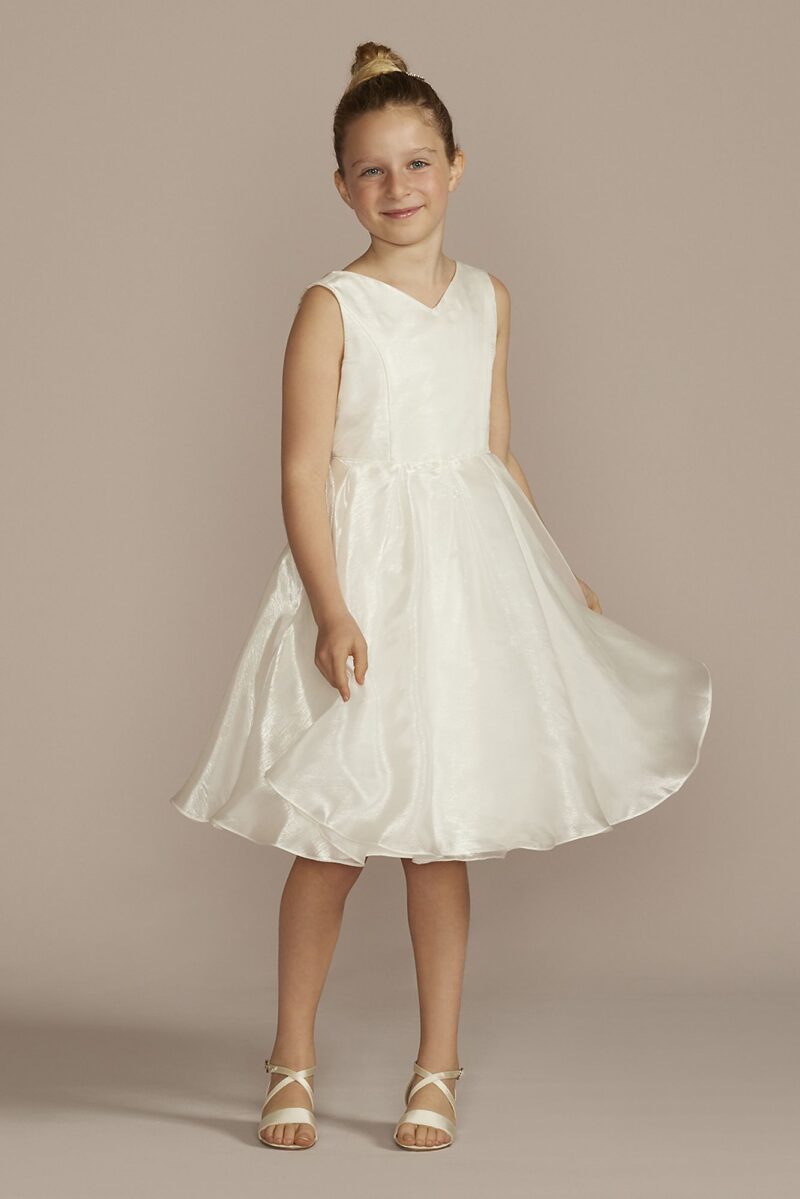 Sleeveless V-Neck Organza A-Line Flower Girl Dress WG1472