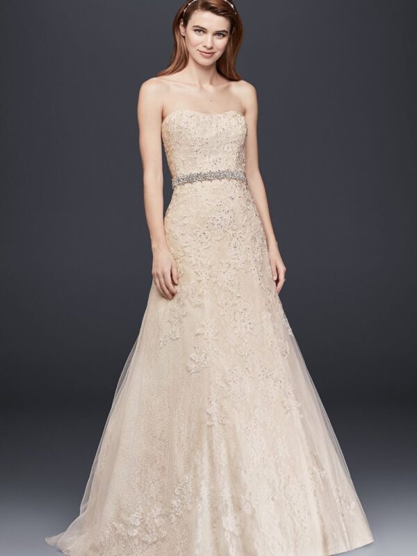 Jewel Lace A-Line Wedding Dress with Beading Jewel WG3755