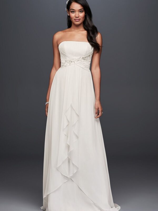 Pleated Chiffon Sheath Wedding Dress with Beading Collection WG3871