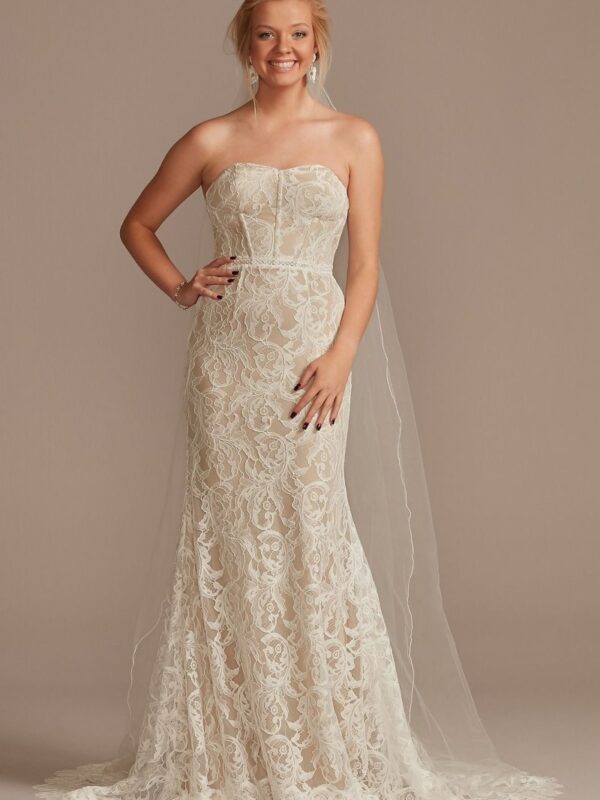 Detachable Sleeves Lace Sheath Wedding Dress WG4020