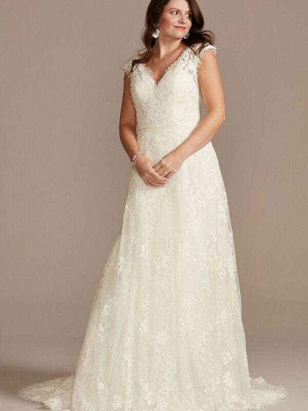 Illusion Cap Sleeve Lace Wedding Dress WG4026