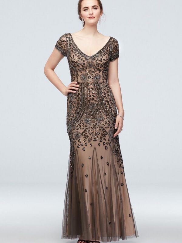 Bead and Sequin Embellished Mesh Overlay Gown WGIN18924