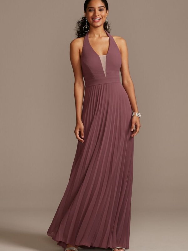 Floor-Length Chiffon Deep V-Neck Halter Dress Speechless X44011CA7